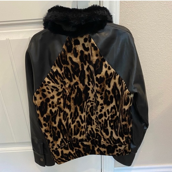 Faux Leather and Fur Cheetah or Leopard Print Jacket - Picture 2 of 5